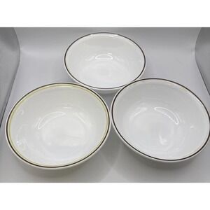 Corelle "SQUARED" Brown, Green ~ Set of 3~ Soup / Cereal Bowls~ 6 1/4"